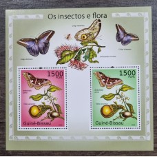 FLORES MARIPOSAS GUINEA HOJA BLOQUE DE ESTAMPILLAS NUEVAS MINT